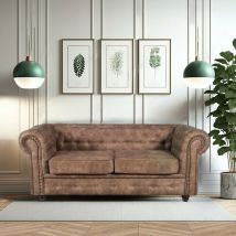 Le Quai Des Affaires - Canapé chesterfield 2 places / Marron vieilli/ 183x85x72