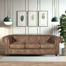 Le Quai Des Affaires - Canapé chesterfield 3 places / Marron vieilli/ 213x85x72