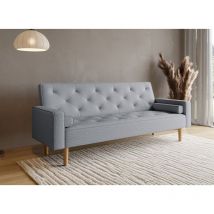 Deco In Paris - jakarta - Canapé clic clac en tissu gris clair avec pieds en bois jakarta