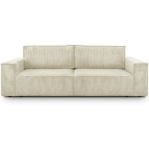 Homifab - Canapé convertible 3 Places avec coffre de rangement en velours côtelé beige - Harper