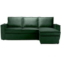 Made In Meubles - Canapé d'angle droit convertible 4 places en tissu vert Paris