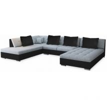 Tendencio - Canapé D'angle Convertible Otis Sans Accoudoir, Angle Gauche Gris Et Noir
