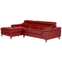 Vente-unique - Canapé d'angle cuir mishima - Rouge - Angle gauche