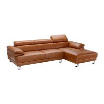 Vente-unique - Canapé d'angle droit en cuir premium camel excelsiora