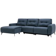 Vente-unique - Canapé d'angle gauche relax électrique en tissu chiné bleu neruda
