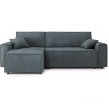 Baïta - Canapé d'angle mira convertible et réversible velours gris souris