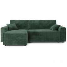 Canapé d'angle MIRA convertible et réversible velours côtelé vert