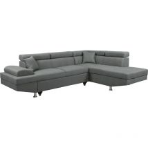 Habitat Et Jardin - Canapé d'angle 'Sophia luxe' - 265 x 190.5 x 80/91 cm - Gris - Angle droit