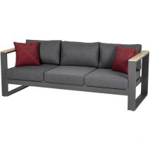 Canapé de jardin Emperia graphite en aluminium traité époxy et acacia - Hespéride