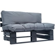 Maison Chic - Canapé de jardin palette Sofa Banquette de jardin avec coussins gris Pinède 53817