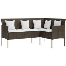 Canapé d'extérieur en l avec coussins Résine tressée Marron Vidaxl Marron