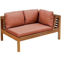 Canapé droit de jardin bas en bois d'eucalyptus terracotta
