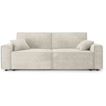 Baïta - Canapé droit mira convertible velours côtelé beige 3 places