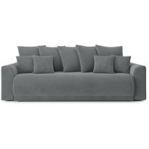 Baïta - Canapé droit nova convertible velours cotêlé gris souris 3 places