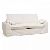 Oviala - Canapé en tissu texturé 3 places blanc