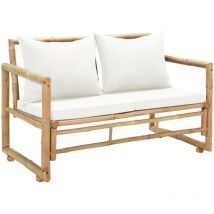 Maison Chic - Canapé fixe 2 places de jardin Sofa Banquette de jardin avec coussins Bambou 68078