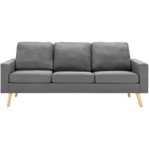 Canapé Fixe 3 places - Style scandinave Lexlife Tissu Gris clair - l 184 x p 76 x h 82,5 cm