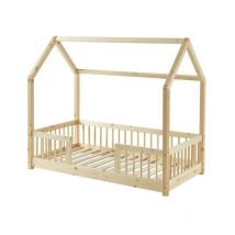 Lit cabane avec barrières Explorateur Beige 70x140 - Laïba Kids