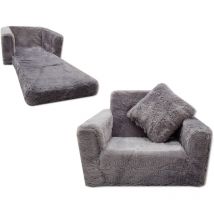 Viking Choice - Canapé-lit enfant et lit d'appoint en un - 100cm x 36cm x 25cm - peluche grise - Gris