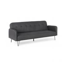 Canapé-lit trois places en tissu noir 200x82x h81 cm