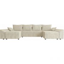 Palozi Sofa - Canapé panoramique 'Vaugirard' en velours côtelé - 5 places - Beige