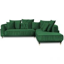 Canapé Velours Angle droit Vert Fiorenzo - 4 Places