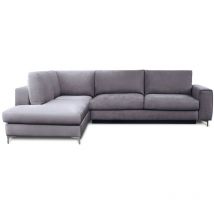 Canapé Velours Angle Gauche Gris foncé Fiesole 4 Places