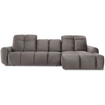 Canapé Velours Angle droit Gris clair Anacapri - 3 Places