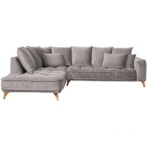 Canapé Velours Angle Gauche Gris Clair Altamo - 4 Places