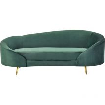 Canapé en Velours Courbé Glamour Vert Emeraude 3 Places Pieds Dorés Brillants Savar