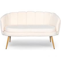 Canapé 2 places arrondi Brenda Tissu bouclette Beige