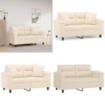 Canapé 2 places avec oreillers beige 120 cm tissu microfibre - Canapé Deux Places - Canapé Moderne - Canapé Beige - Meubles Salon - Mobilier