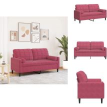 Canapé 2 places avec oreillers bordeaux 140 cm velours - Canapé 2 Places - Canapés 2 Places - Canapé - Canapé Rembourré