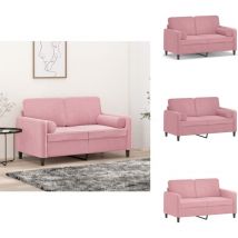 Canapé 2 places avec oreillers décoratifs rose 120 cm velours - Canapé 2 Places - Canapés 2 Places - Canapé - Canapés