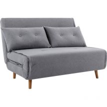 Vente-unique - Canapé 2 places convertible en tissu gris clair uribia