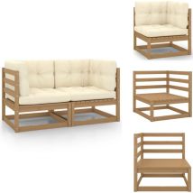 Canapé 2 places de jardin avec coussins Marron miel - Canapé De Jardin - Mobilier De Jardin - Canapé Deux Places - Ensemble De Jardin - Meubles De