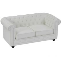 Canapé 2 places en simili blanc CHESTERFIELD