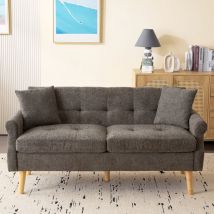 Canapé 2 Places en tissu chenille, Canapé Droit Confort en Bois Massif, Loveseat avec Accoudoirs,162x74x77cm - Bronze