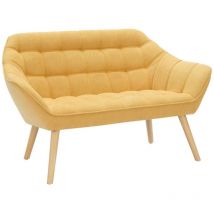 Vente-unique - Canapé 2 places en tissu jaune moutarde caserta