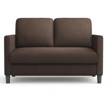 Canapé 2 Places en Velours Teddy,Mini Canapé Droit Confort en Bois Massif,Loveseat avec Accoudoirs,128x78x89cm,Marron