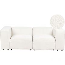 Beliani - Canapé 2 Places Moderne en Bouclé Modulable Rembourré Pieds Noirs Blanc Falsterbo