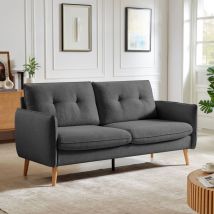 Sicaan - Canapé 2 places scandinave chloé tissu gris foncé
