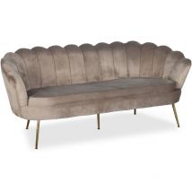 Cotecosy - Canapé 3 places arrondi style boudoir glamour Andersen Velours Taupe