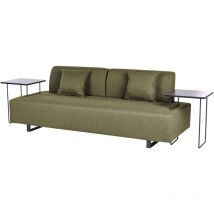 Canapé 3 Places avec Accoudoirs et Dossier Amovibles et 2 Tables d'Appoint Vert Sokna