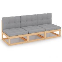 Er-siice - inlife Canapé 3 places avec coussins Bois de pin solide