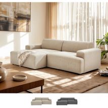 Modus Sofà - Canapé 3 places avec méridienne gauche design en tissu Seginus - Beige