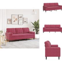 Vidaxl - Canapé 3 places avec oreillers bordeaux 180 cm velours - Canapé 3 Places - Canapés 3 Places - Canapé - Canapé Rembourré