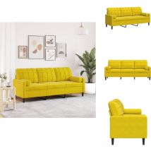 Canapé 3 places avec oreillers décoratifs jaune 180 cm velours - Canapé 3 Places - Canapés 3 Places - Canapé - Canapé Rembourré