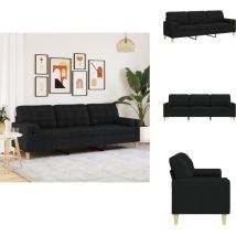 Canapé 3 places avec oreillers décoratifs noir 210 cm tissu - Canapé 3 Places - Canapés 3 Places - Canapé - Canapé Rembourré