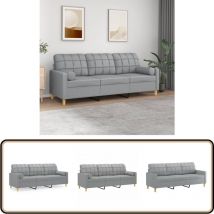 Canapé 3 places avec oreillers gris clair 180 cm tissu - Canapé Trois Places - Canapé Modulaire - Canapé Design - Canapé Gris - Canapé Contemporain